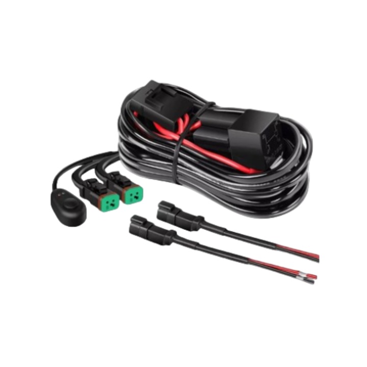 Cablaj cu buton si releu 24V pentru 2 proiectoare led/led bar pana la 288W