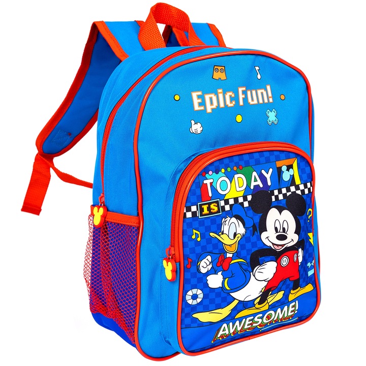 Ghiozdan pentru gradinita, Mickey Mouse, 2 compartimente, 32 cm