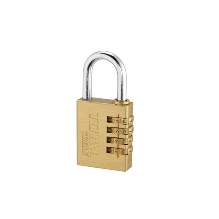 Катинар месингов с 4-цифрен шифър Total Industrial, 40 мм