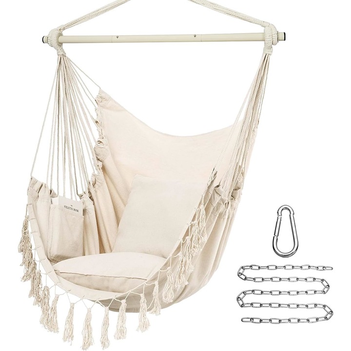 Хамак LYCENXI, 2 възглавници, полиестер, бежов