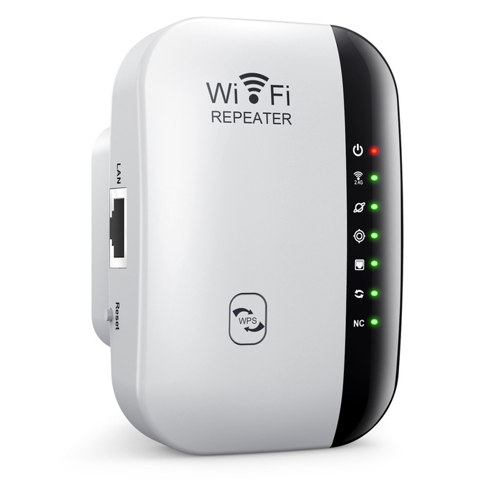 Адаптер за Wifi усилвател на обхвата, Healife, 2,4 GHz WLAN, предаване на WiFi repeater 300 Mbps, поддържа WPA2, WPA и WEP9, бяло/черно