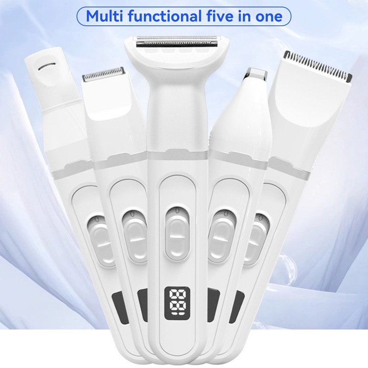 Nedves és száraz epilátor, ZXJDN®, 5 IN 1, USB töltés, Minden bőrtípusra, többfunkciós, fehér