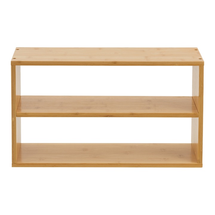 [en.casa] Fali polc 50 x 15 x 30 cm bambusz natúr két tárolórekesszel