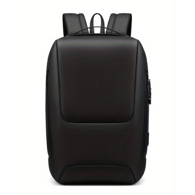 Rucsac laptop 15.6", smart casual, impermeabil cu sistem antifurt, port de incarcare USB tip C, GETICS, 28x15x44 cm, Negru