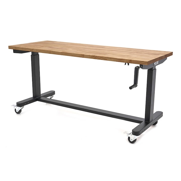 Banc de lucru cu blat din lemn masiv reglabil pe inaltime, HBM, 152 cm