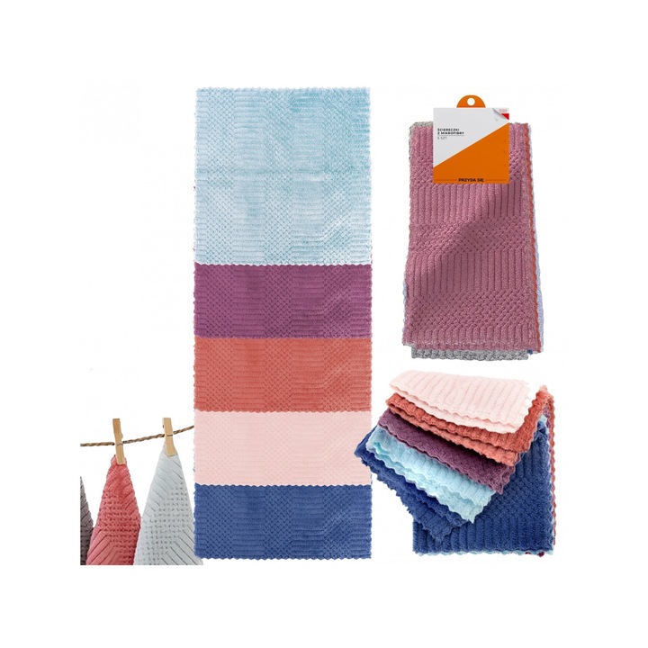 Set 5 lavete microfibra PrzydaSie.pl, multicolor, 30x30cm