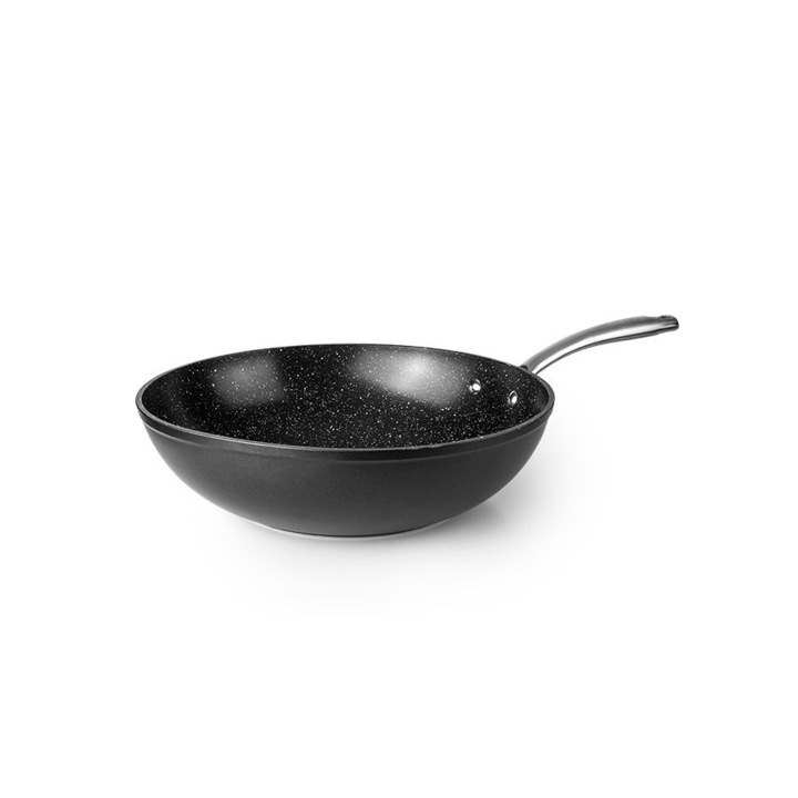 Ibili Quartz wok serpenyő, kovácsolt alumínium, 30 cm, fekete/ezüst