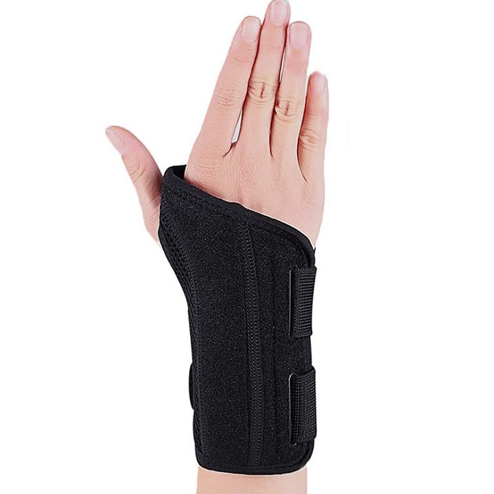 Еластична лента за защита на китката, Darklove, Подходяща за дясна ръка, Закопчаване с велкро, Унисекс, Дишаща материя, Удобна, Многократна употреба, Лесна за почистване, Найлон/Полиестер, Размер L/XL, Черен