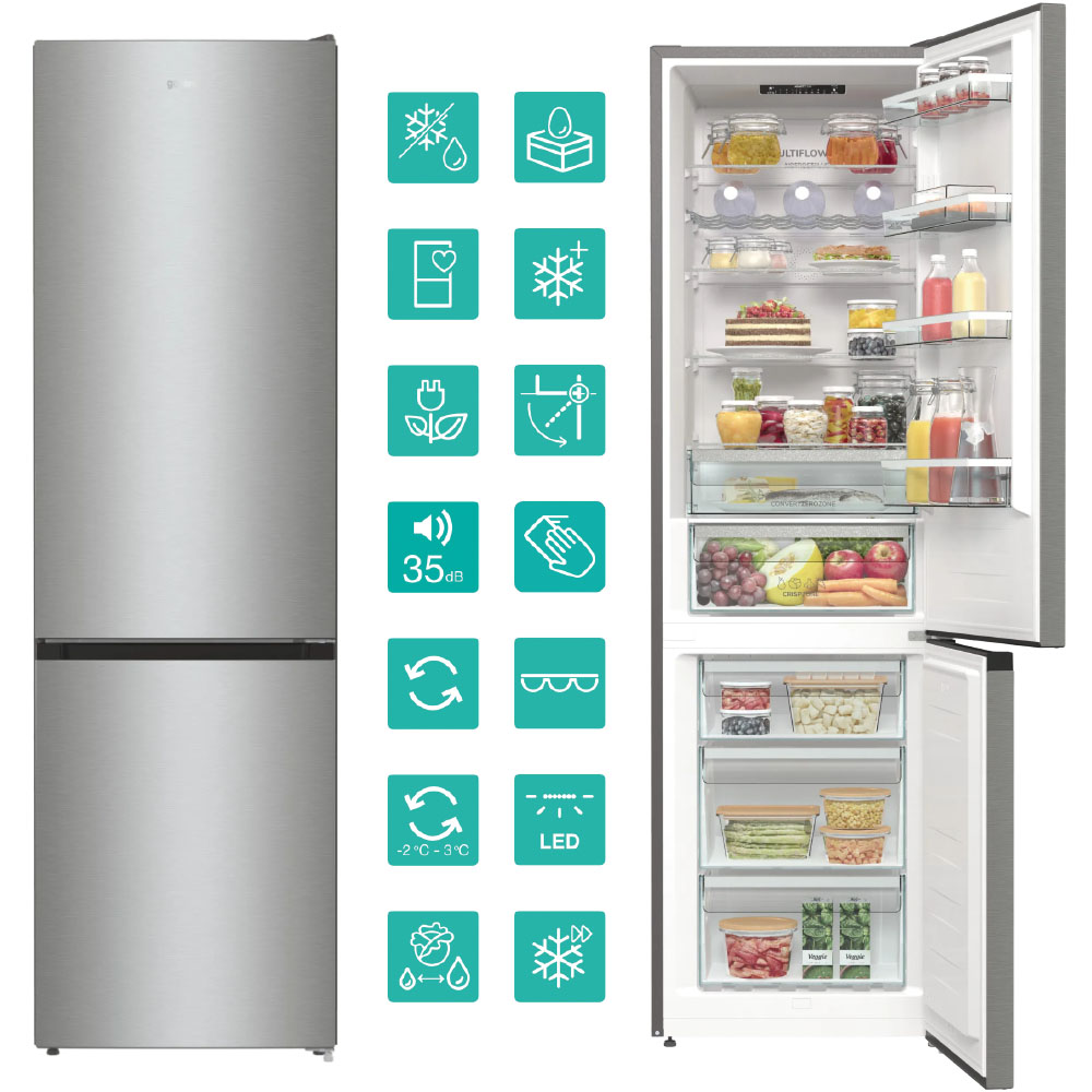Frigider-congelator Gorenje NRC620BSXL, No Frost, 200 cm