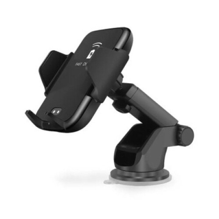 Autós szellőzőrács + tapadókorong 10W motoros Qi Standard Fast Charge Type-C vezeték nélküli töltéssel - CWCPH-D1