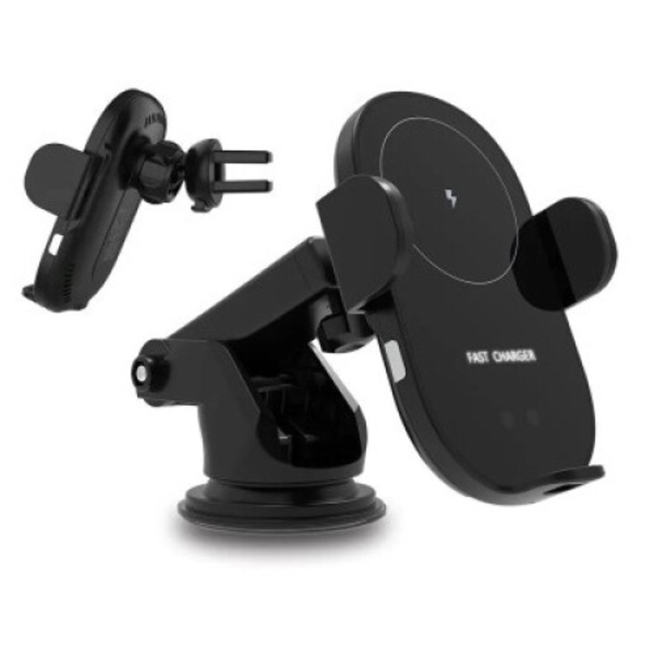Autótartó szellőzőrács + 15 W-os tapadókorong, motoros Qi Standard Fast Charge Type-C vezeték nélküli töltéssel - CWCPH-D5