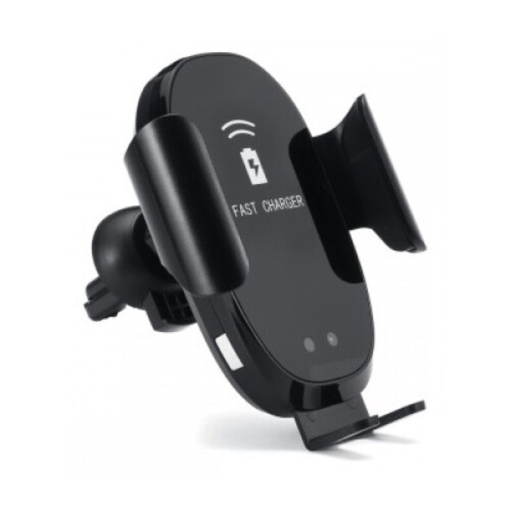 Autótartó szellőzőrács + 10 W-os tapadókorong Qi Standard Fast Charge Type-C vezeték nélküli töltéssel - CWCPH-D3