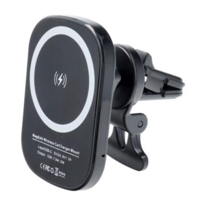 MagSafe mágneses autós tartó vezeték nélküli töltéssel 15W Fast Charge QC3.0 Qi Standard - CWCPH-D10