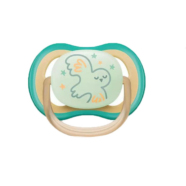 Ортодонтска силиконова залъгалка Philips Avent Ultra Air Nighttime 0-6 месеца SCF377/01, Multicolor 0-3 3-6 месеца