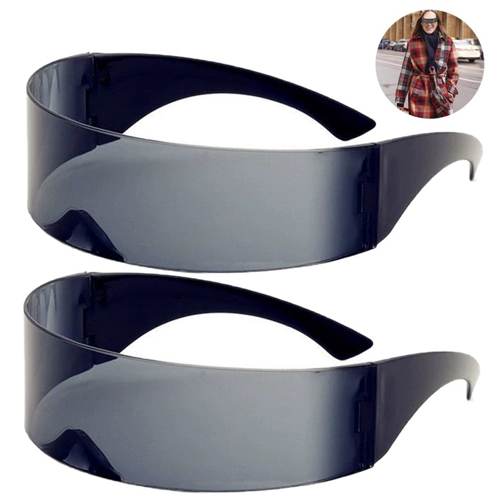 Set 2 Ochelari de soare Siamezi, 148x35mm, distanta nas 40mm, lungime brat 115mm, multicolor
