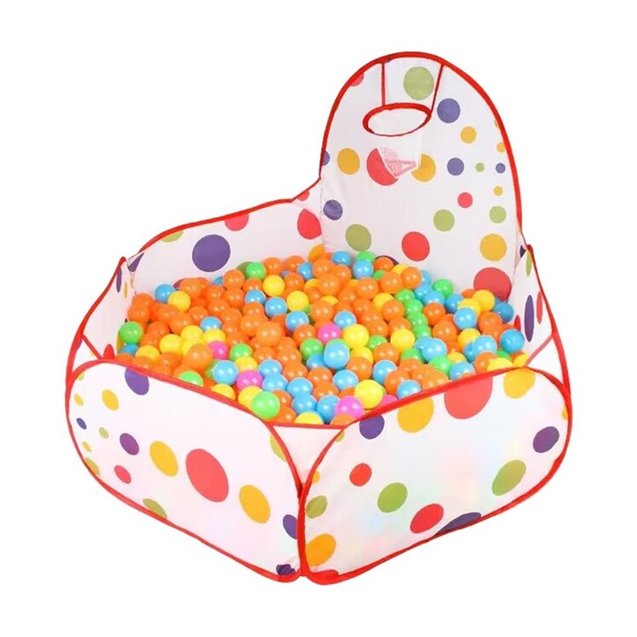 Детска площадка, Ronyes, Басейн с топки, Полиестер, 120см, Polka Dot / Червено