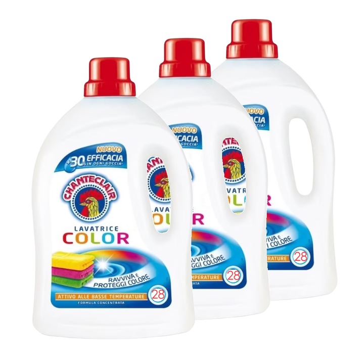 Detergent lichid rufe Chante Clair cu bicarbonat, 3 x 1.26 L, 84 spalari