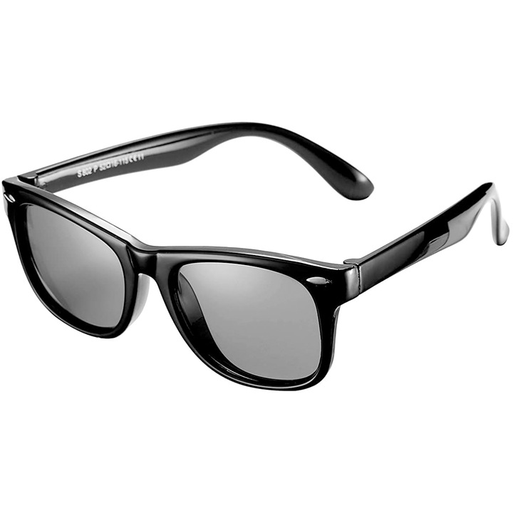 Детски слънчеви очила Jormftte, гъвкави рамки, поляризирани, UV защита, 45 мм, черен цвят