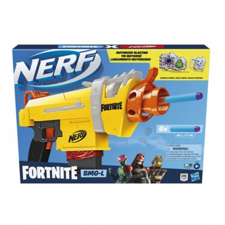 Pistol Blaster Hasbro Fortnite SMG-L + 9 аксесоара, Nerf, 8 години+, Многоцветен