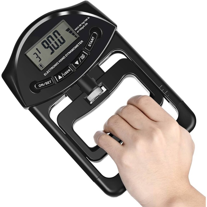 Уред за измерване на силата на захвата, Adomnes, Grip Tester, черен, 120 кг Max