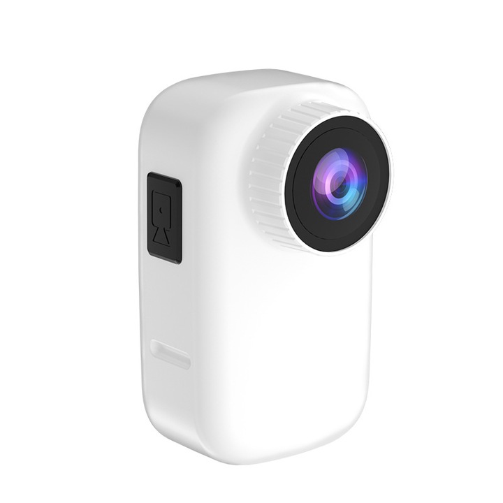 Camera de actiune, echipata cu cablu de date, doua cleme din spate, 4K, afisaj ultra-clar, atingere sensibila, stabilizare electronica a imaginii, baterie incorporata, super autonomie a bateriei, functie unghi ultra larg de 170°, alb