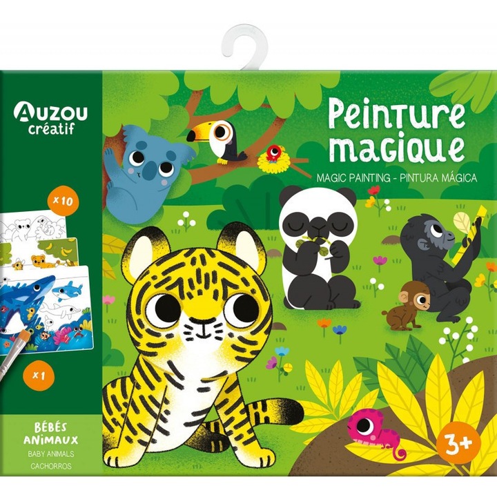 Set creativ de pictat cu apa reutilizabil, Auzou, Baby Animals, 3 ani+