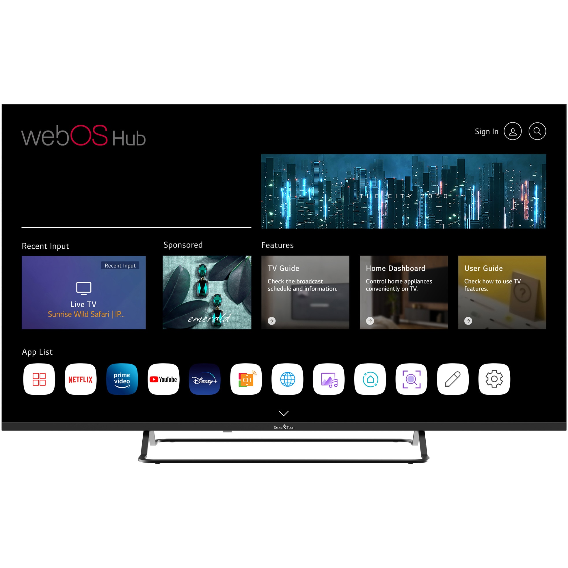 Televizor SmartTech LED 50UW02V, 126 cm, Smart WebOS, 4K Ultra HD, Clasa E