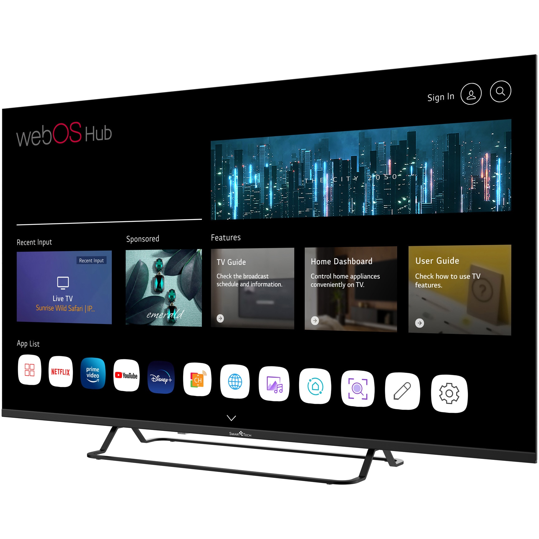 Televizor SmartTech LED 50UW02V, 126 cm, Smart WebOS, 4K Ultra HD, Clasa E