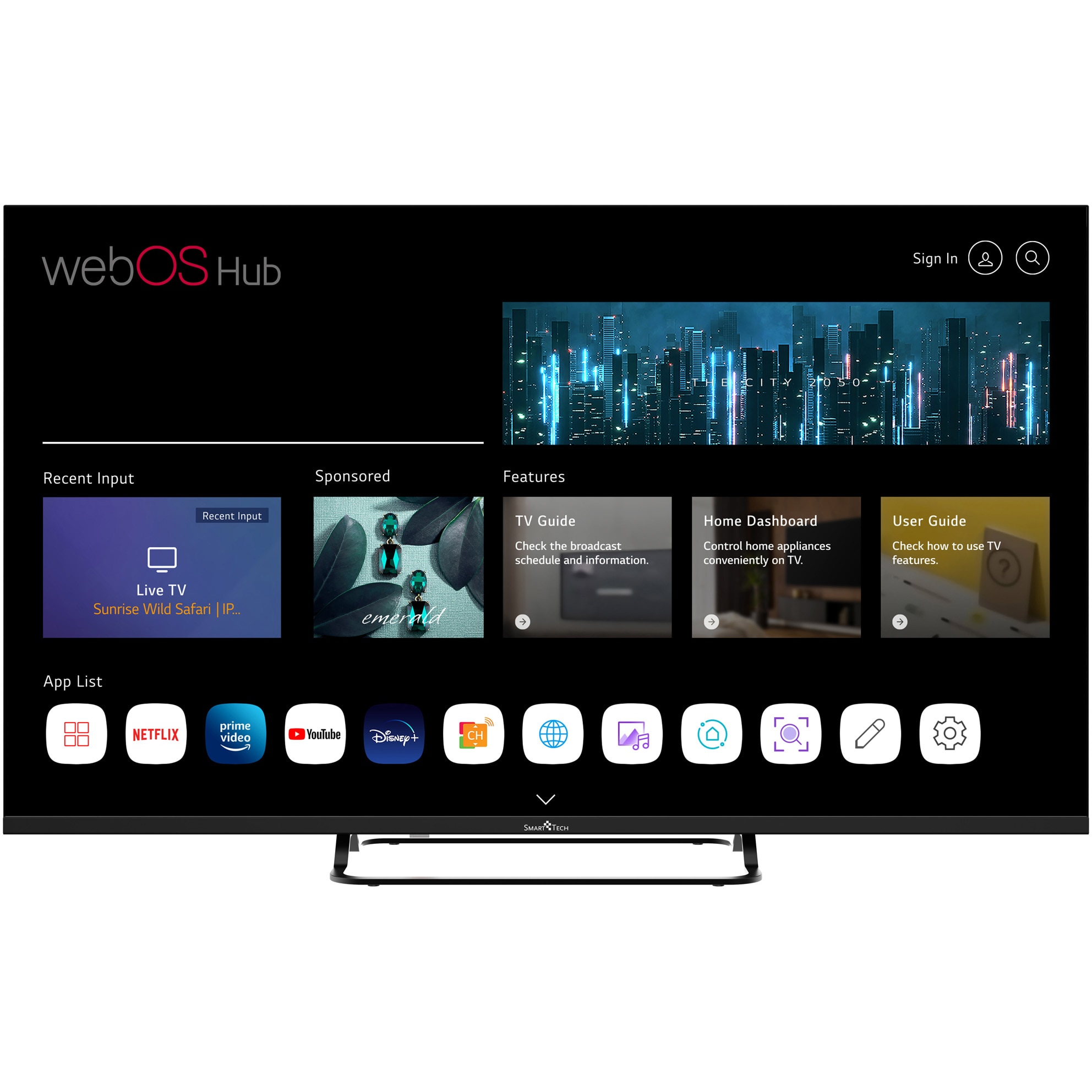 Televizor SmartTech LED 43UW02V, 108 cm, Smart WebOS, 4K Ultra HD, Clasa F