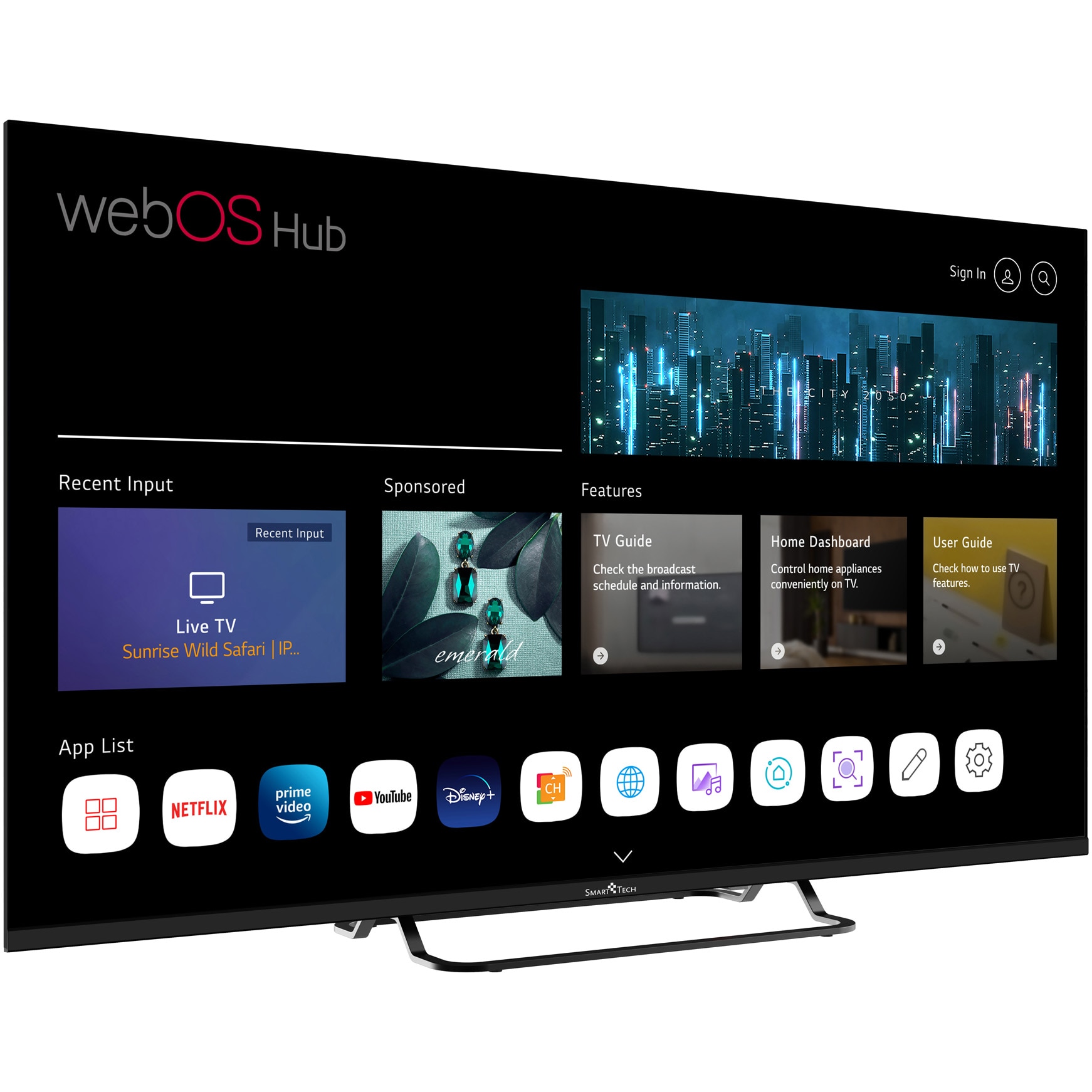 Televizor SmartTech LED 43UW02V, 108 cm, Smart WebOS, 4K Ultra HD, Clasa F