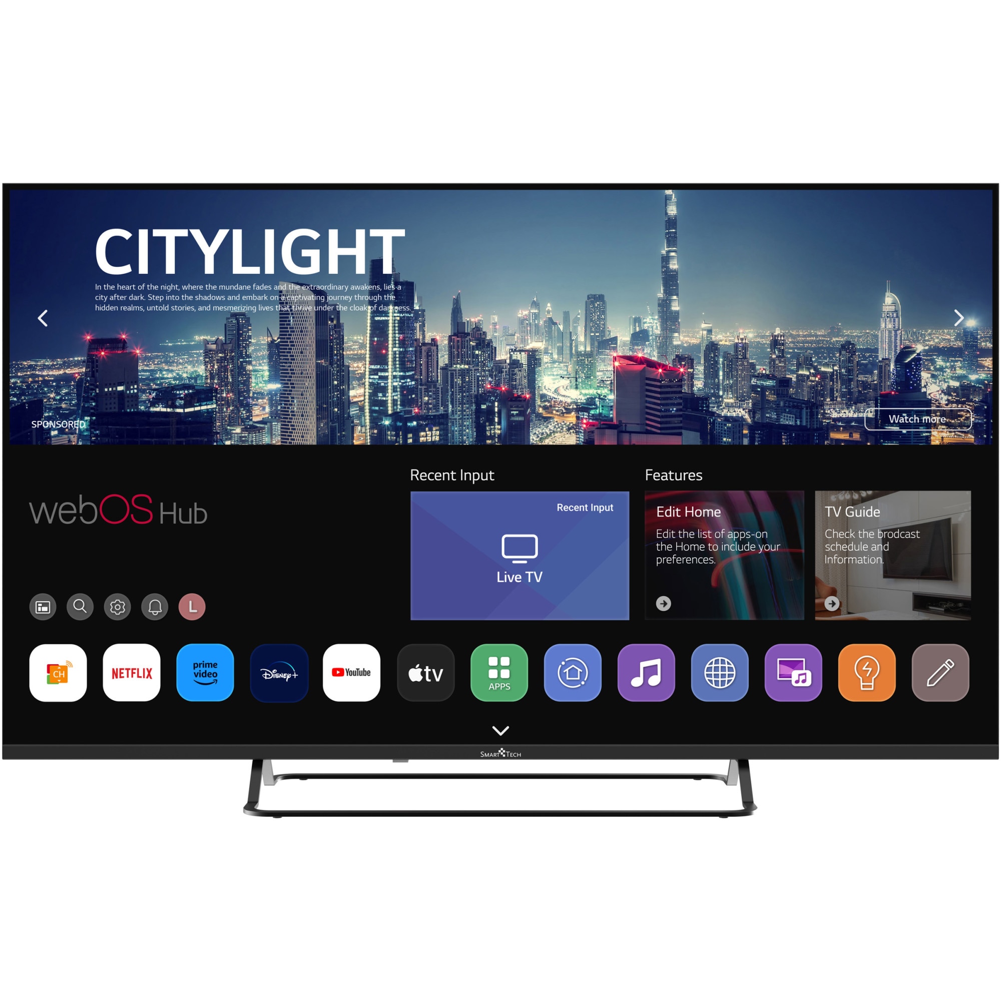 Televizor SmartTech LED 43UW02V, 108 cm, Smart WebOS, 4K Ultra HD, Clasa F