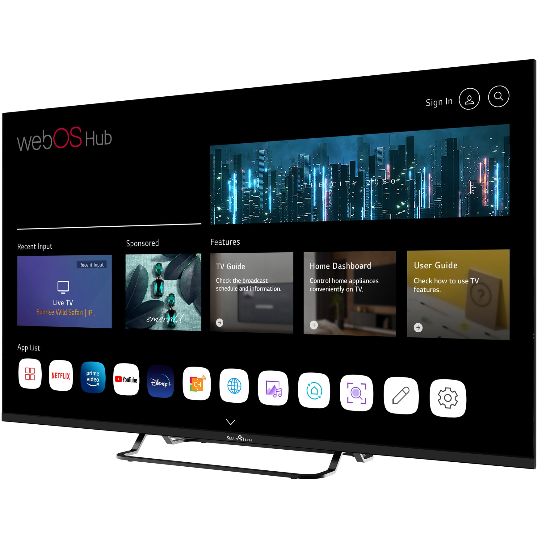 Televizor SmartTech LED 43UW02V, 108 cm, Smart WebOS, 4K Ultra HD, Clasa F