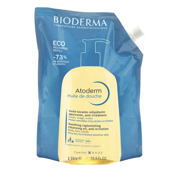Душ олио Bioderma Atoderm, Еко пълнител, 1000 мл