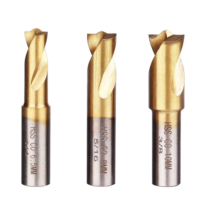 Set 3 burghie sudura, 45mm, 6.5mm/8mm/10mm, titan