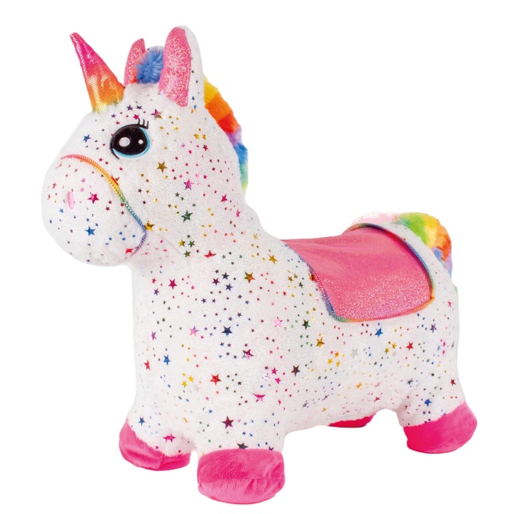 Gumi ugráló, Sun Baby, unikornis, ugráshoz, püss, 12 hónapos+, pumpával, fehér