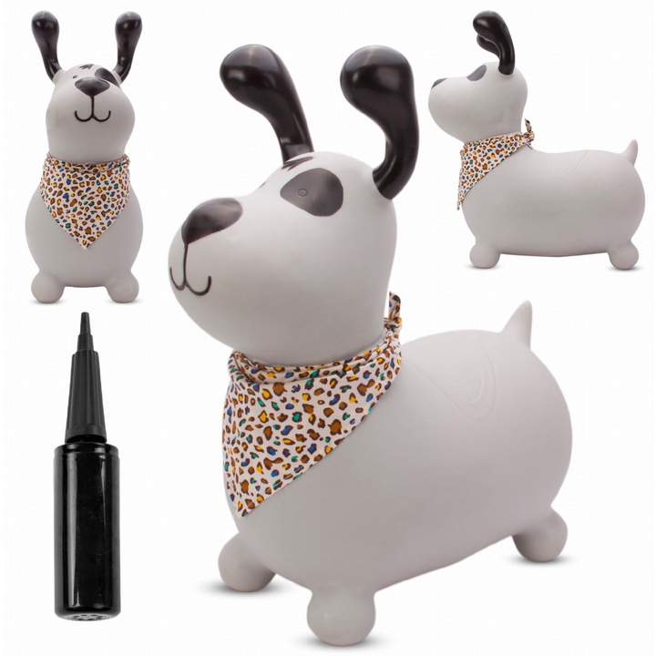 Jumper de cauciuc, Sun Baby, Doggie, pentru copii, cu pompa pentru umflare, 12 luni +, 60x24x52 cm, Gri