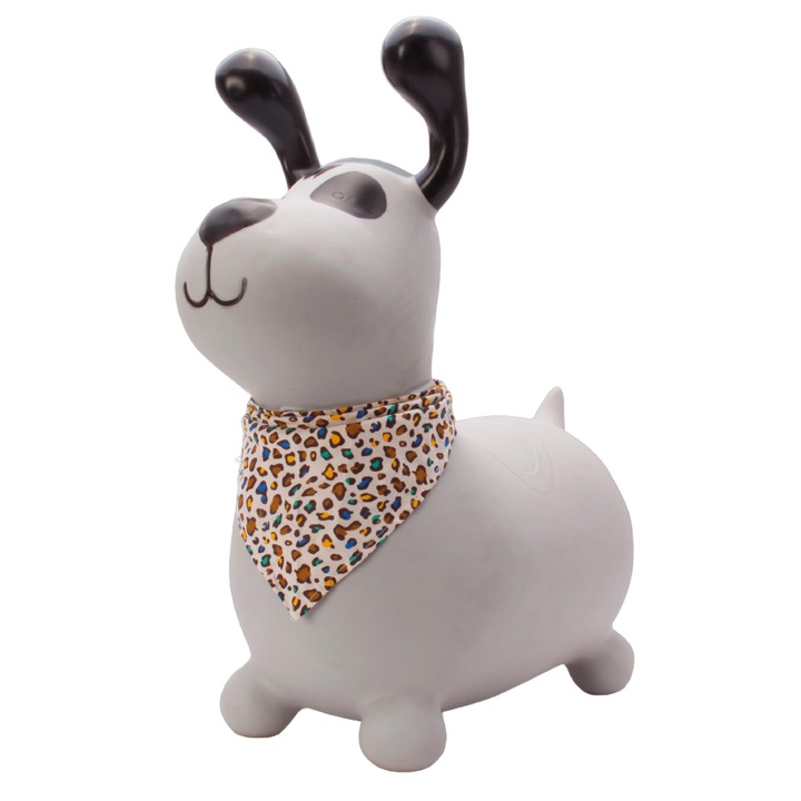 Играчка Sun Baby, Елен, Гума, За скачане, С помпа, 12 месеца+, 41x55 см, Сребрист/Сив