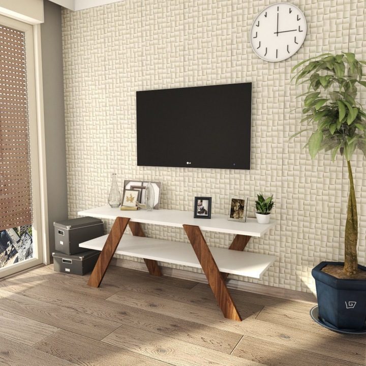Шкаф за телевизор Basic Model, 120x45x33.1 см, Бял/Орех
