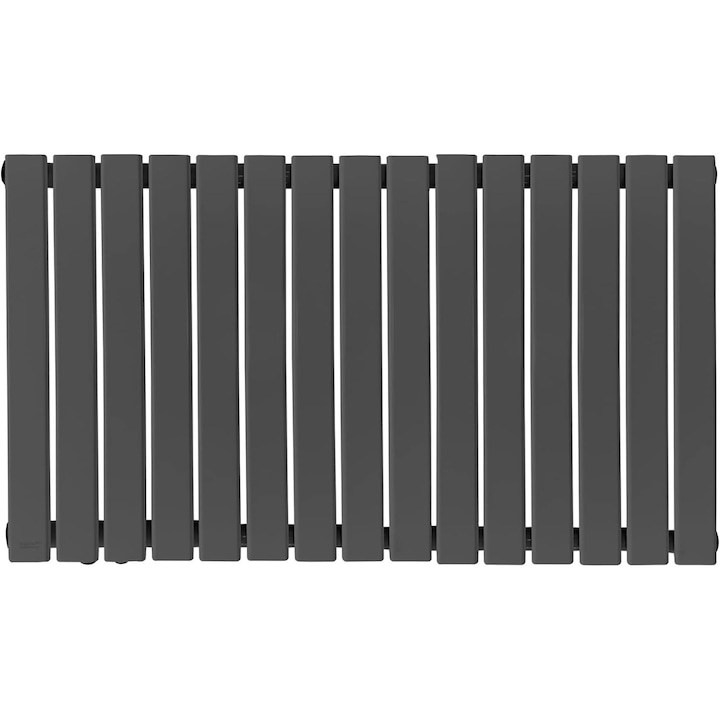 Calorifer de design din otel orizontal plat, dublu strat, 600 x 1022 mm, 1365 W, racord central de 1/2 toli, pentru sufragerie/baie, antracit, Aquamarin