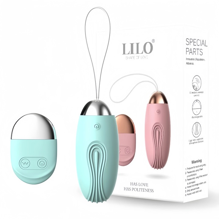 Vibrator Lilo, ou cu telecomanda, 12 moduri vibratii, textura catifelata, verde, reincarcabil USB