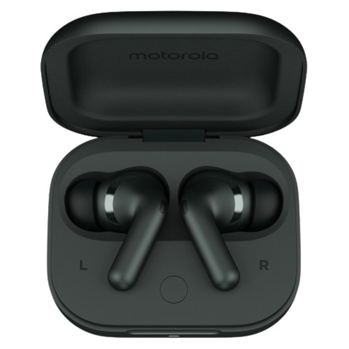 Слушалки за поставяне в ушите Motorola Buds+ Flute, Sound by Bose, True Wireless, Bluetooth, Dolby Atmos, Smart ANC, Forest Grey