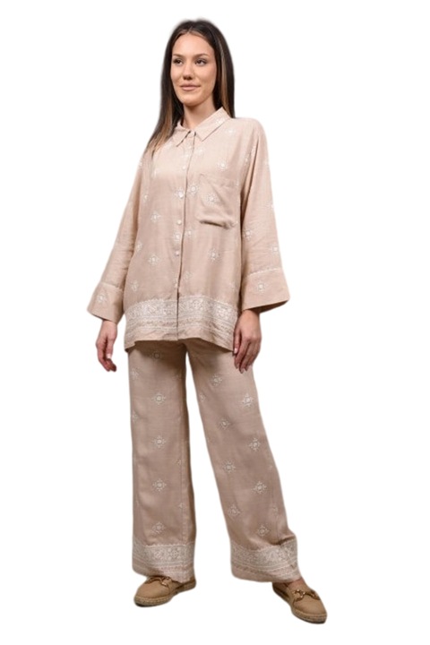 Pogány rátétes hímzéssel ellátott ing, Rózsaszín