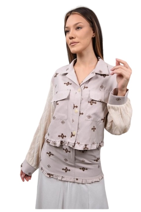 Crop ing csillogó zsebekkel, Bézs