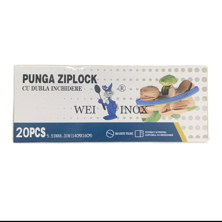 Pungi Zip cu Dubla Inchidere 20 buc 14x16 cm