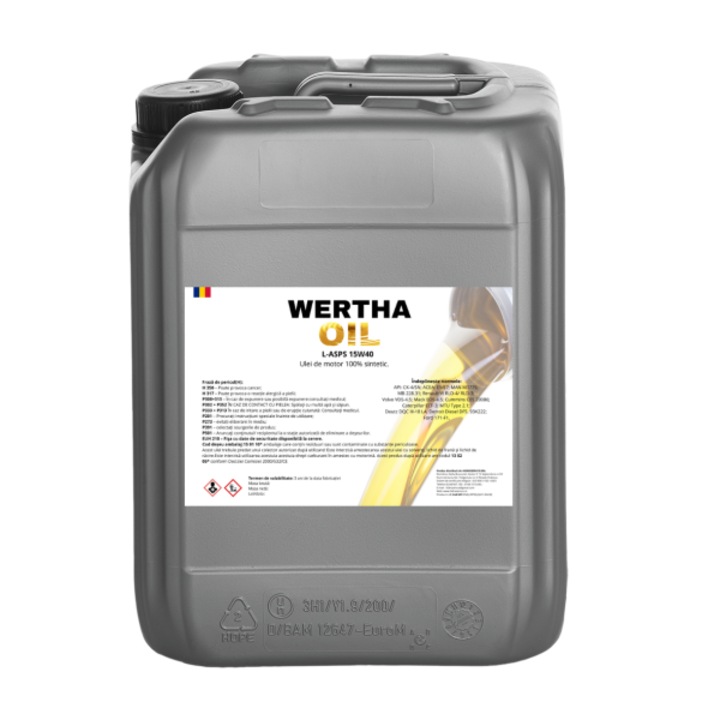 Ulei de motor 100% Sintetic, WERTHA OIL L-SAPS 15W40, 20 l