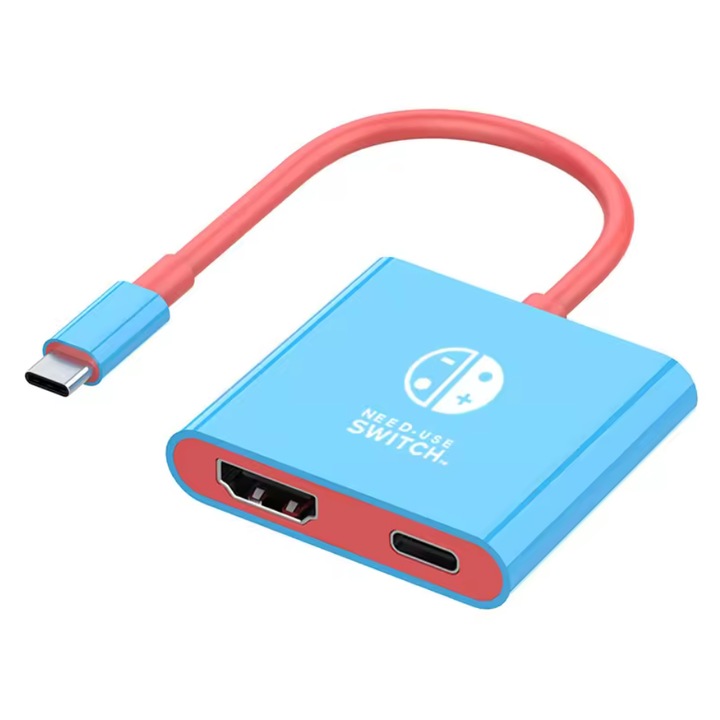 Адаптер 3в1 USB-C към HDMI + USB 3.0 + USB-C PD докинг конзола Nintendo Switch, Switch OLED