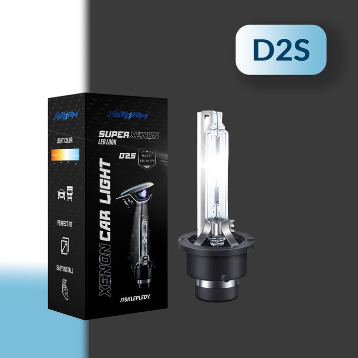 Becuri Xenon Auto D2S, Xstorm, Pk32D-2, 35 W, 6000 K, 3200 Lm, 12 V, 2500 H, Faruri De Drum, Faruri De Intalnire, Faruri De Ceata