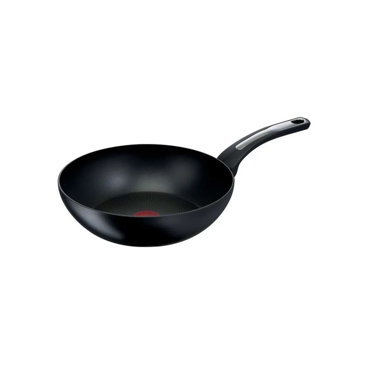 Wok serpenyő Tefal SELECTION, Titán tapadásmentes bevonat, Thermo-Signal kijelző, Thermo Fusion, indukciós 28 cm, fekete