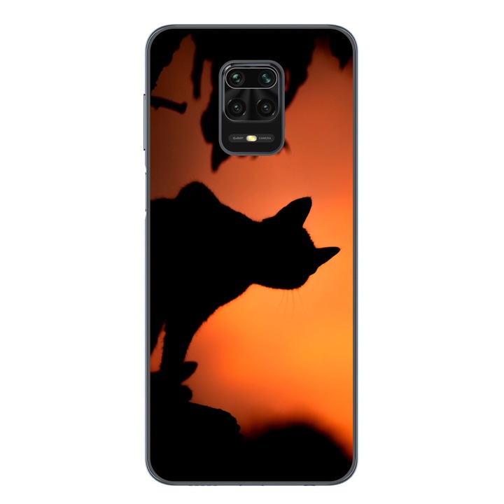 Капак, съвместим с модел Xiaomi Redmi Note 9 Pro Silicon Gel Tpu Halloween Cat In The Night