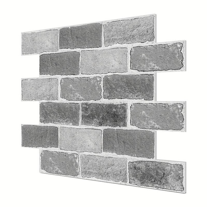 Tapet autoadeziv, efect de caramida, 10 buc/0,9 m², rezistente la apa, rezistente la ulei si usor de curatat, usor de instalat, design 3D, rezistent la mucegai - NYBRICK gri